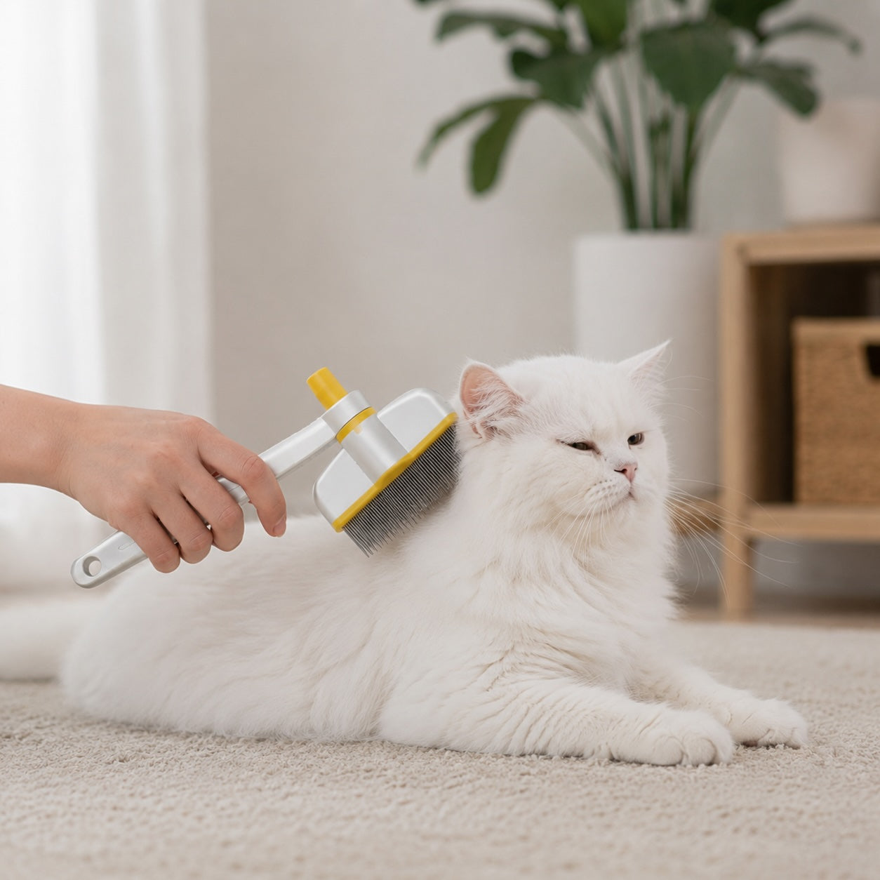 Self-Cleaning Pet Flea Comb for Cats & Dogs – Floating Hair Removal