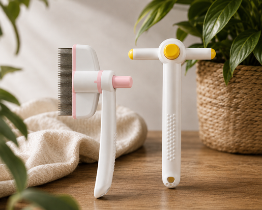 Self-Cleaning Pet Flea Comb for Cats & Dogs – Floating Hair Removal